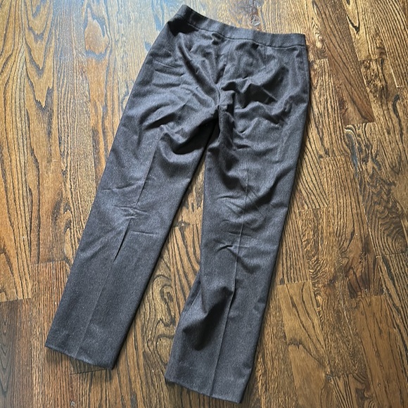 Lafayette 148 cashmere & wool trousers dark brown flat front straight leg 4 - Picture 3 of 8